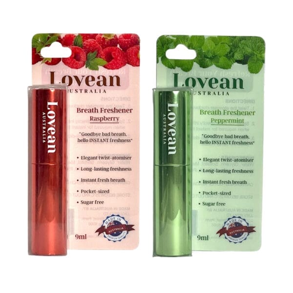 Lovean Breath Freshener 9ml, 1 Raspberry & 1 Peppermint - Image 2